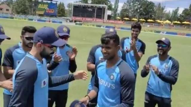 Natarajan receiving his maiden ODI cap | Screengrab