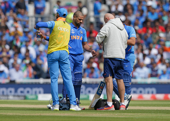 Shikhar Dhawan was injured during the World Cup match against Australia | Getty