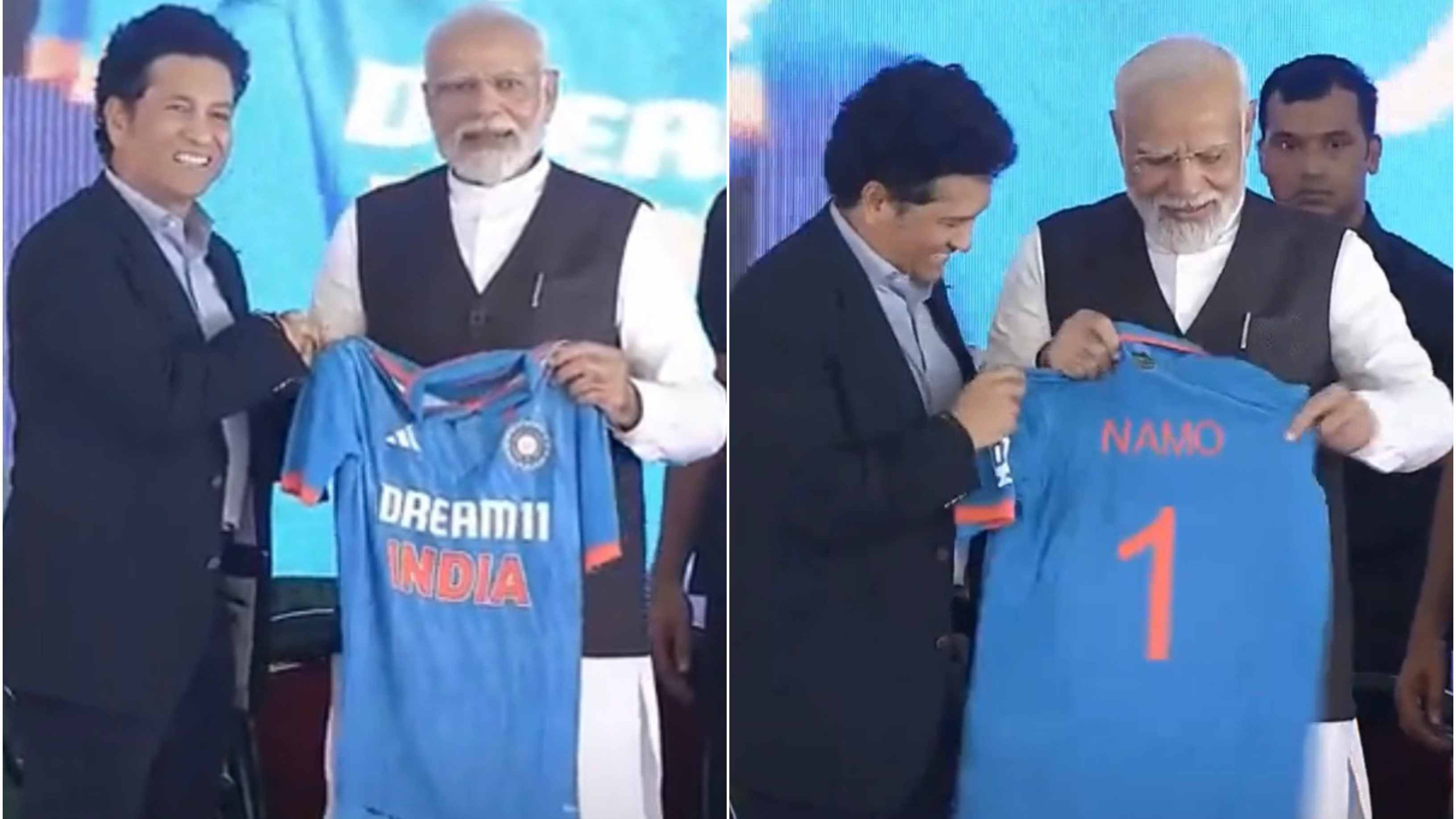 WATCH: Sachin Tendulkar presents Team India jersey to Narendra Modi as PM lays foundation for new stadium in Varanasi
