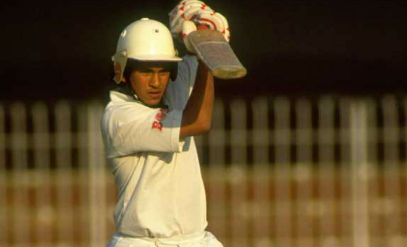 Sachin Tendulkar on his Test debut in 1989