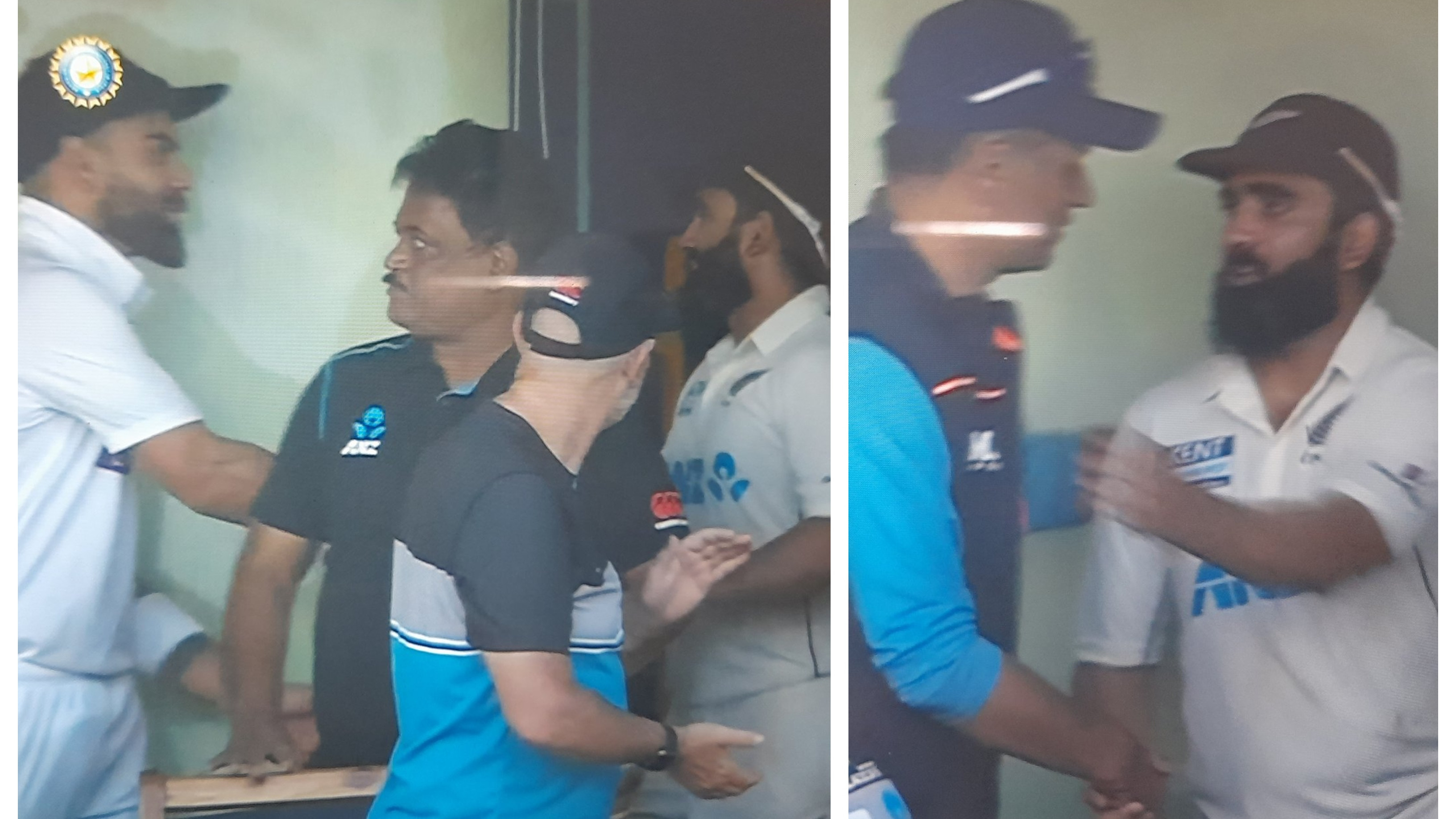 IND v NZ 2021: WATCH – Kohli, Dravid visit New Zealand dugout to congratulate Ajaz Patel on 10-wicket haul