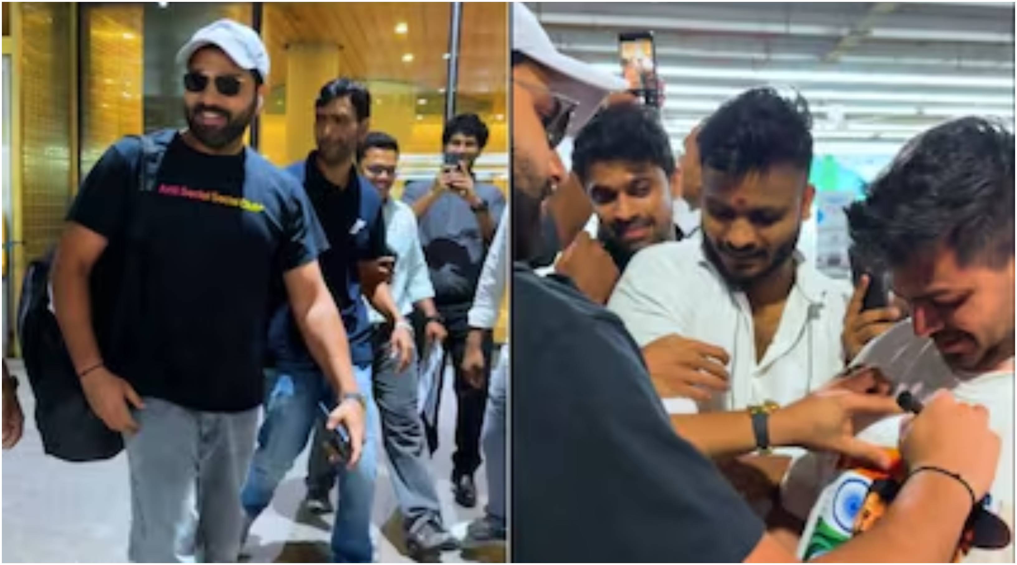 Rohit Sharma was welcomed by fans at Mumbai airport | Screengrab