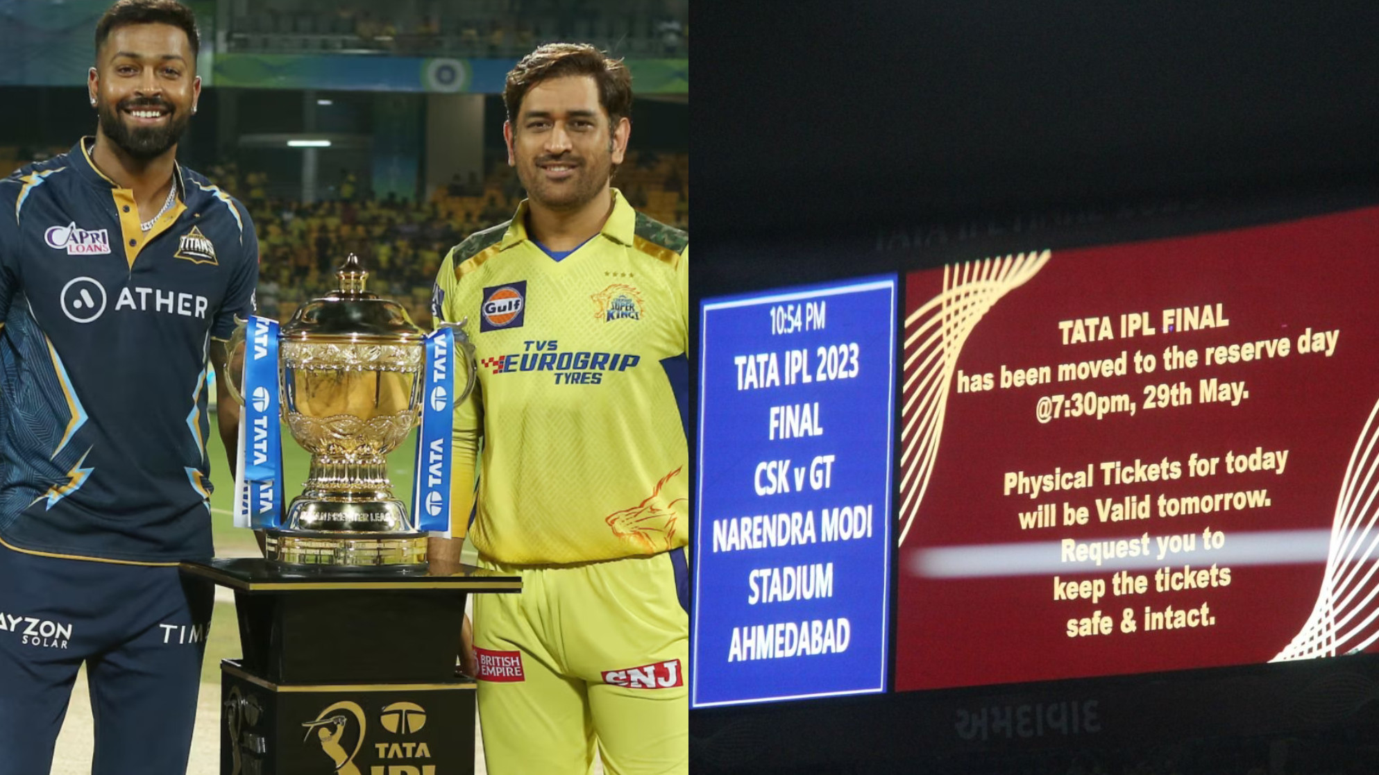 IPL 2023 final to be played on reserve day, May 29, after torrential