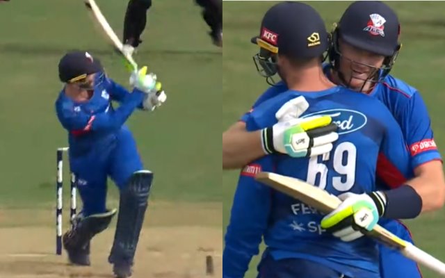 Ferguson hit a six when 5 runs were needed in 2 balls to win the match for Auckland | Twitter