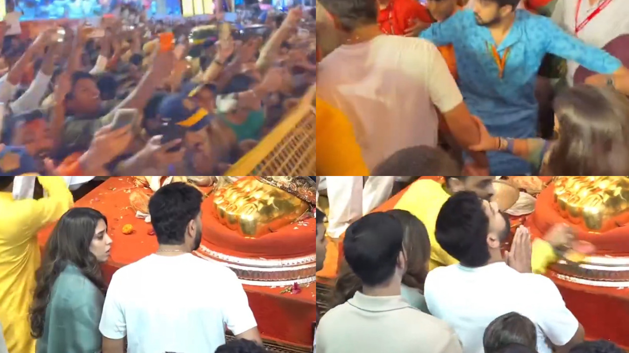 WATCH- Rohit Sharma and Ritika Sajdeh visit Lalbaugcha Raja Ganesh Pandal to seek blessings