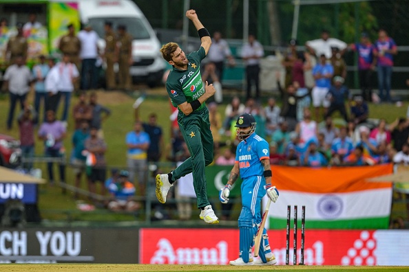 Shaheen Afridi celebrates the wicket of Virat Kohli | Getty