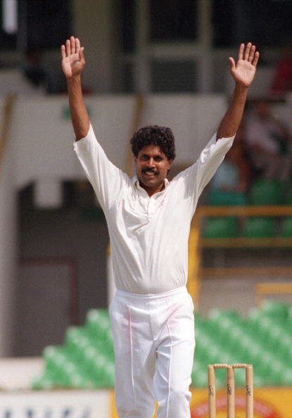 Kapil Dev celebrates taking his 400th Test wicket in 1992 | Getty