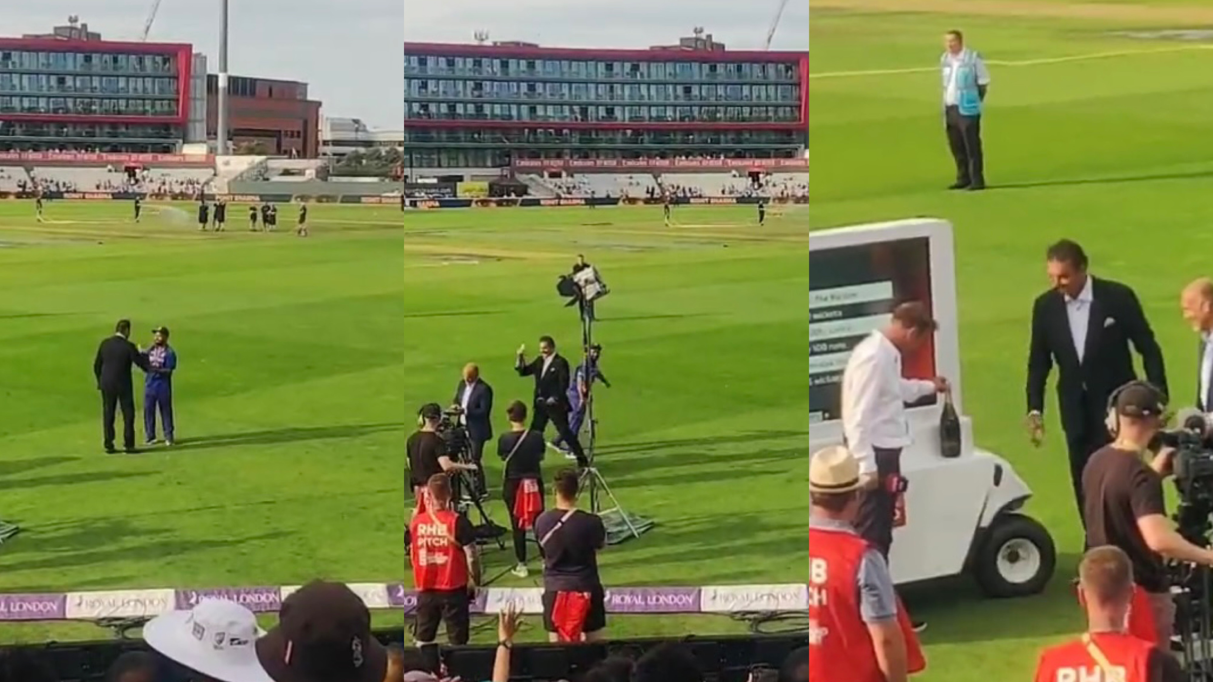 ENG v IND 2022: WATCH - Rishabh Pant hands over his champagne to Ravi Shastri after series win