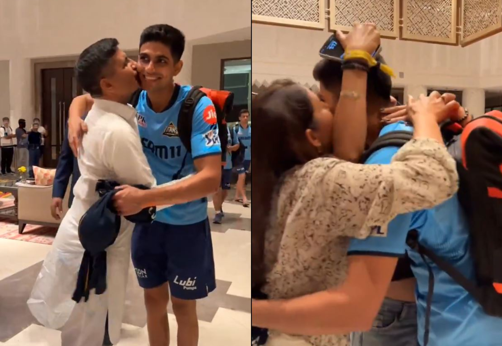 Shubman Gill with his father and sister | X