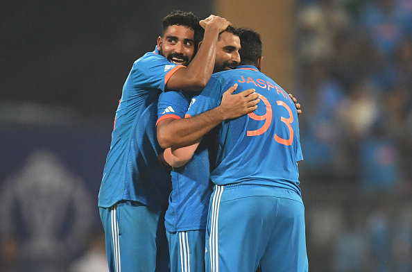 Mohammad Shami with Jasprit Bumrah and Mohammed Siraj | Getty