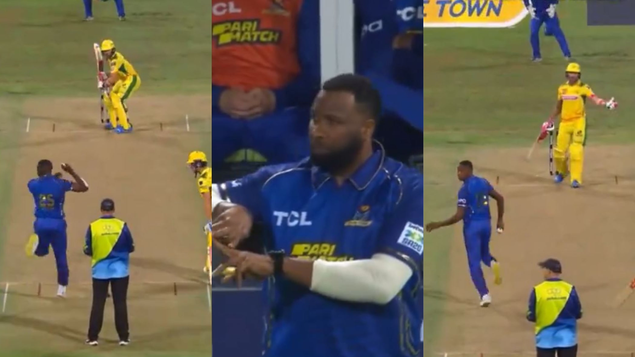 WATCH- Faf du Plessis angry at Kieron Pollard’s ‘cheap’ time-wasting tactics in SA20; Fans react