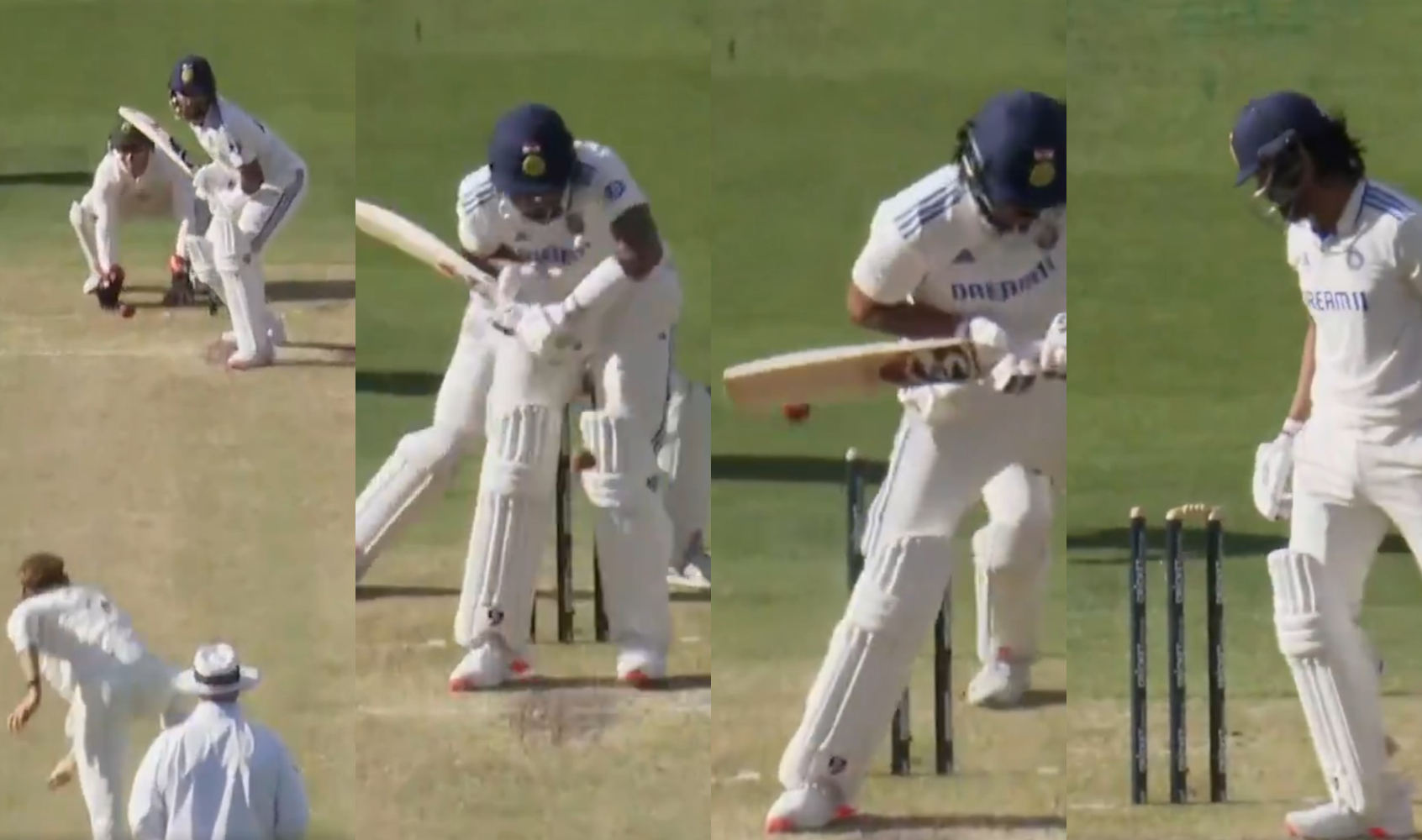 KL Rahul was bowled in bizarre manner for 10 runs in 44 balls | X