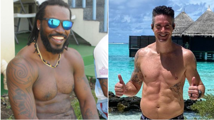 Chris Gayle pulls Kevin Pietersen's leg over his shirtless picture on Twitter
