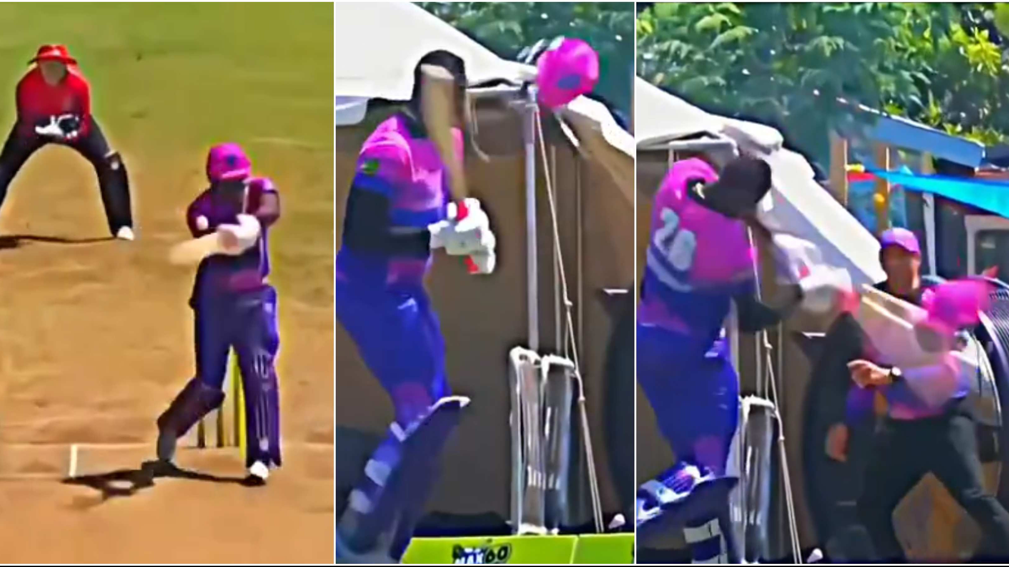 WATCH: Carlos Brathwaite hits his helmet out of the park after being given out in a controversial manner