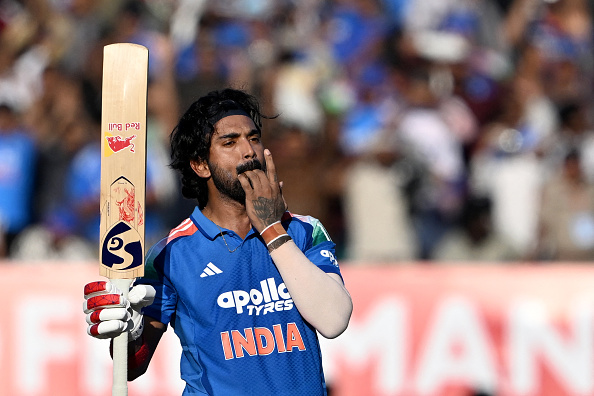 KL Rahul celebrates his 8th ODI ton | Getty