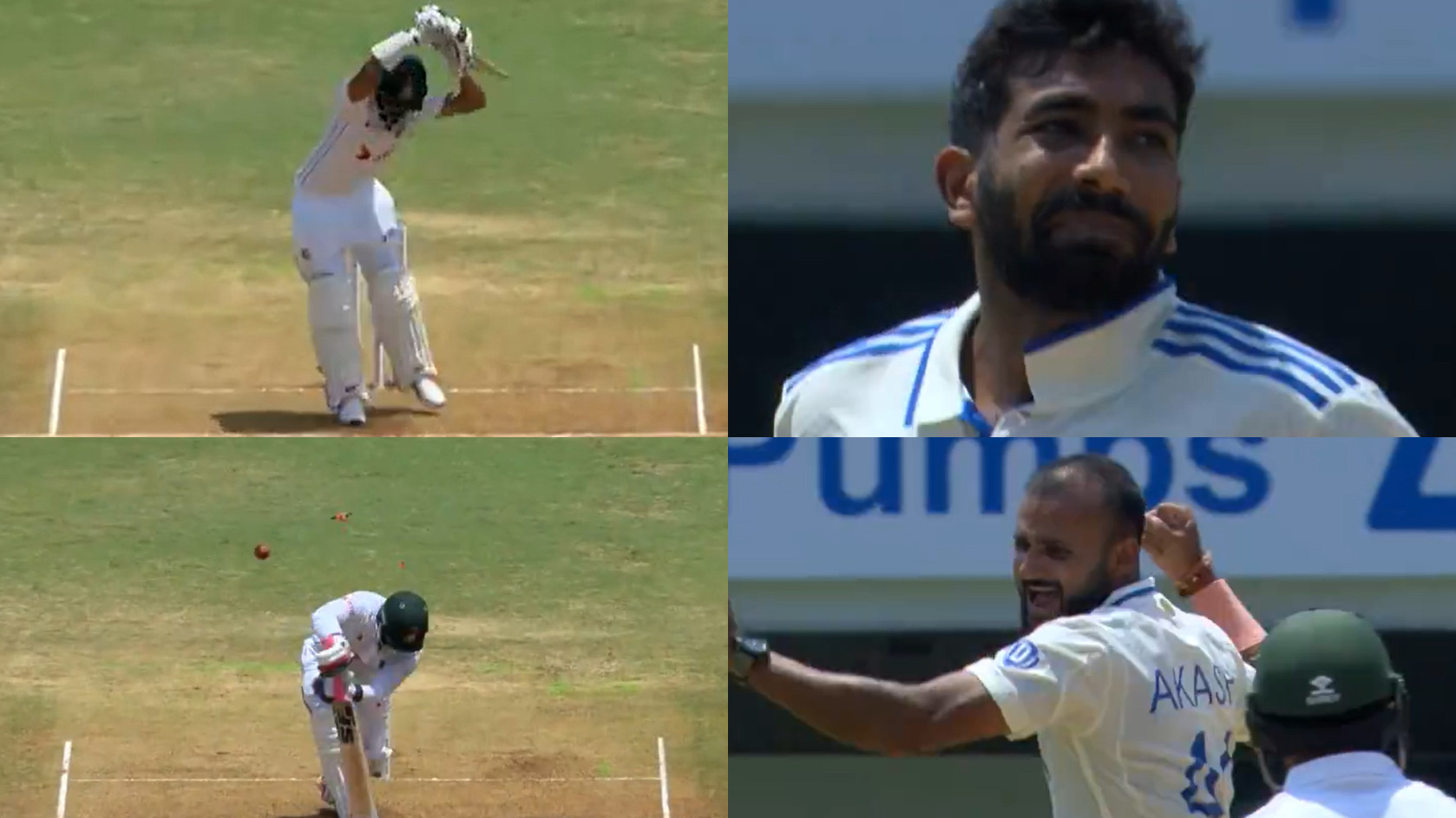 IND v BAN 2024: WATCH- Jasprit Bumrah and Akash Deep rattle Bangladesh's top order with beautiful deliveries