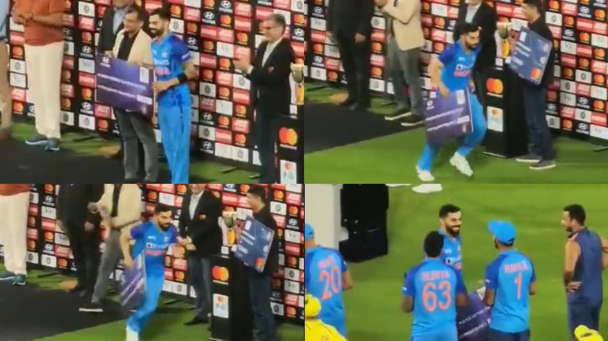 IND v AUS 2022: WATCH- Virat Kohli’s hilarious celebration after getting ‘most energetic player’ award