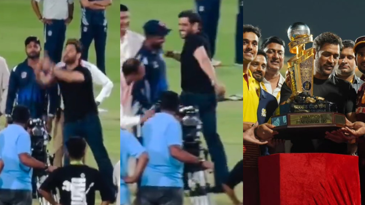WATCH- MS Dhoni unveils Jharkhand T20 league trophy; tosses coin for the first match before walking off jokingly