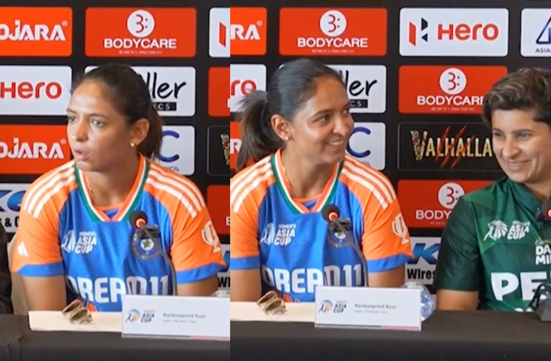 Harmanpreet Kaur smiles after answering a weird question | X