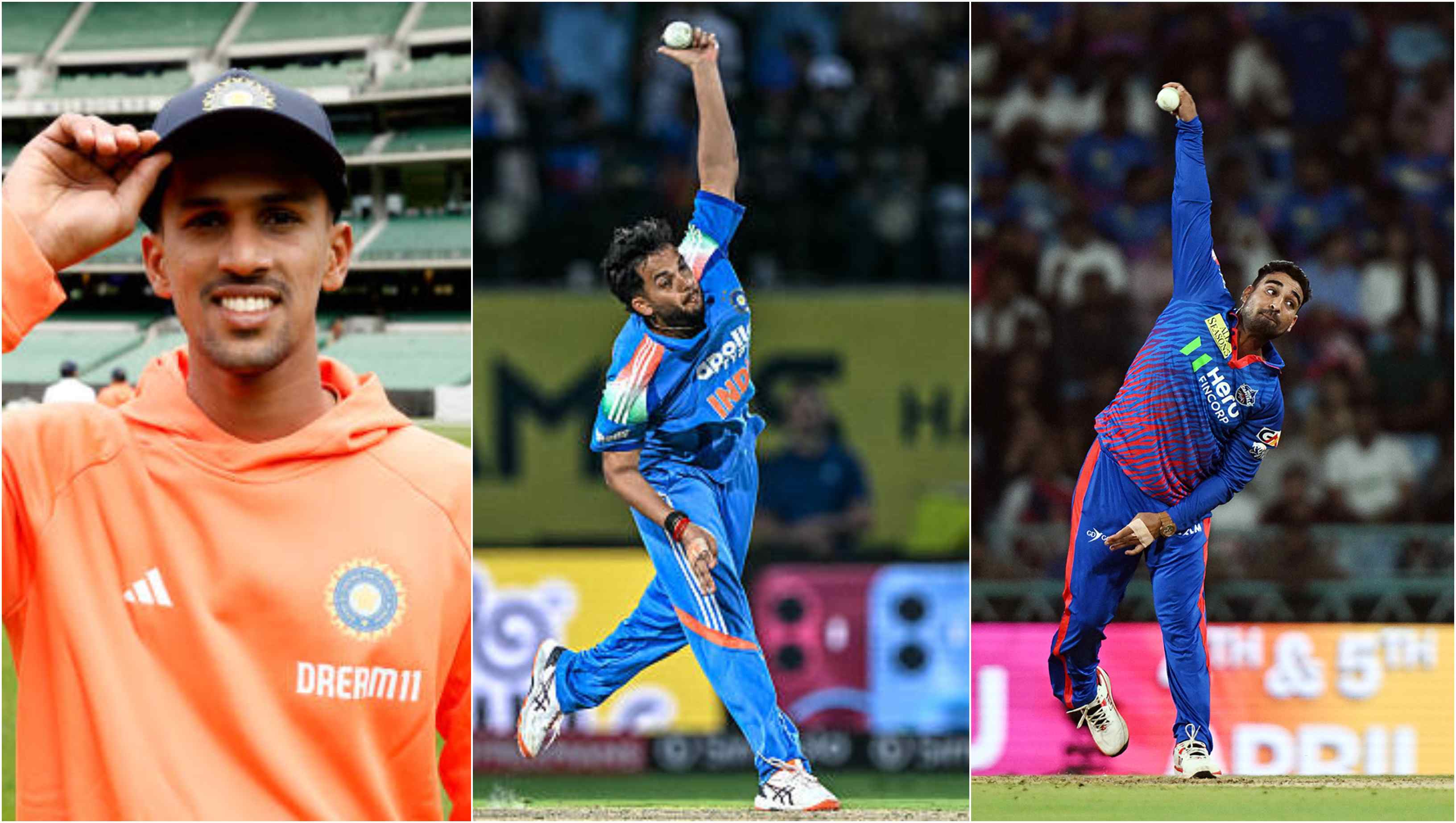 Tanush Kotian, Harsh Dubey and Vipraj Nigam | Getty/ANI