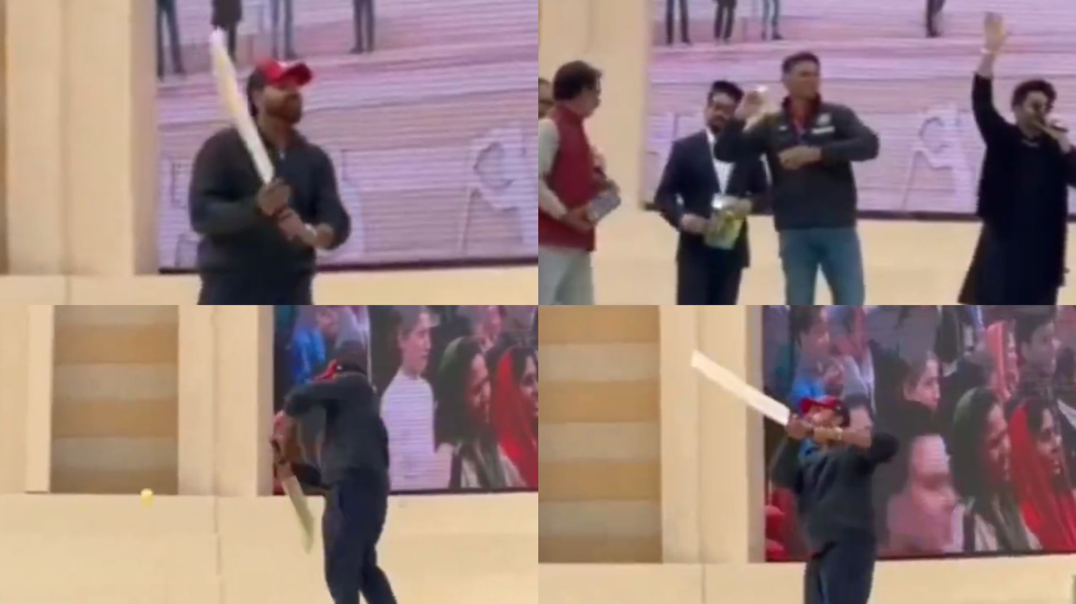 IND v ENG 2024: WATCH- Rohit Sharma plays his trademark pull shot off Rahul Dravid's bowling during a function