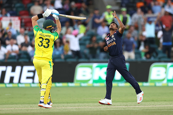 Natarajan dismissed Marnus Labuschagne for his maiden international wicket | Getty Images