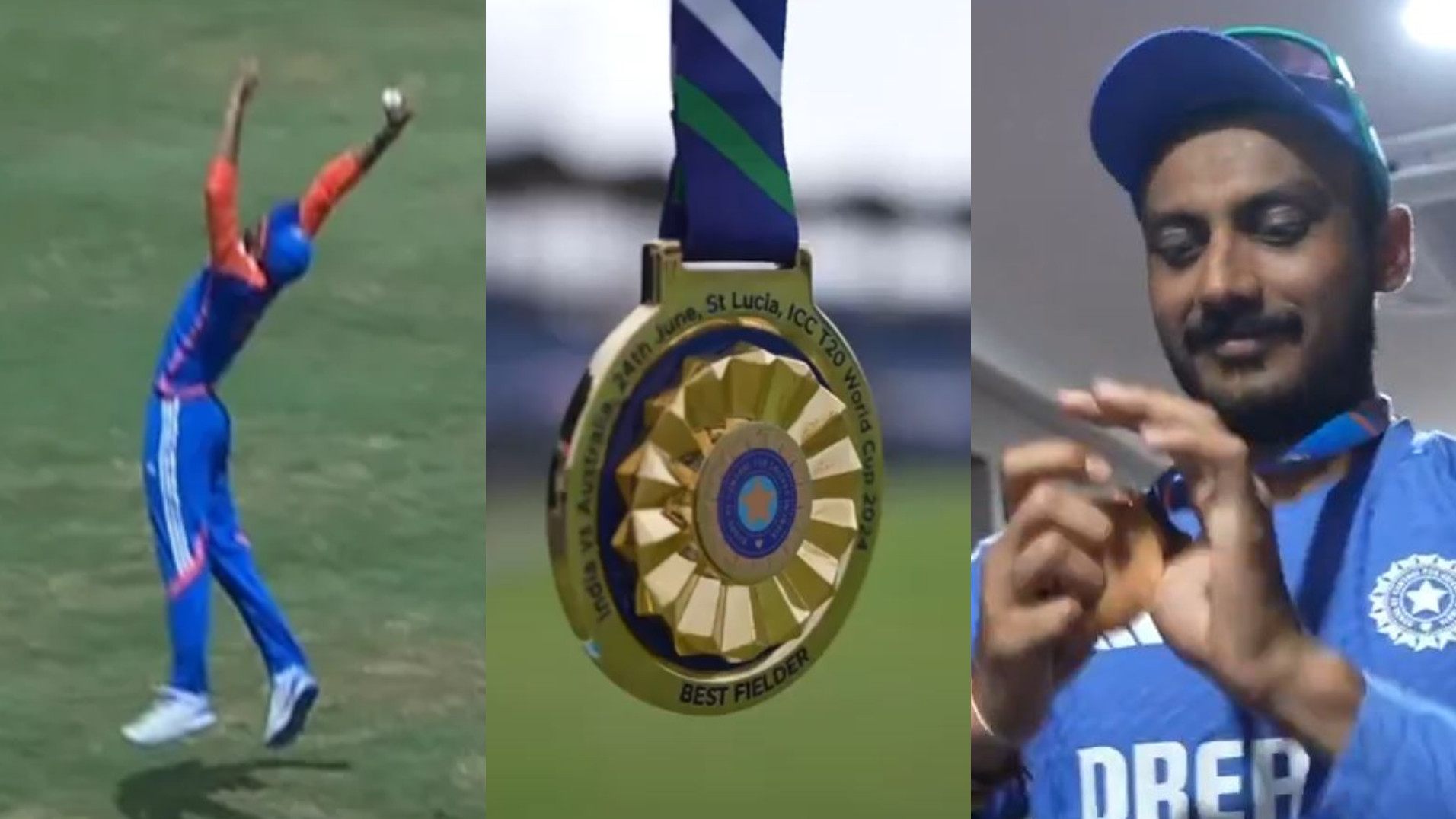 T20 World Cup 2024: WATCH- Akshar Patel wins 'best fielder' medal for his stupendous one-handed catch against Australia