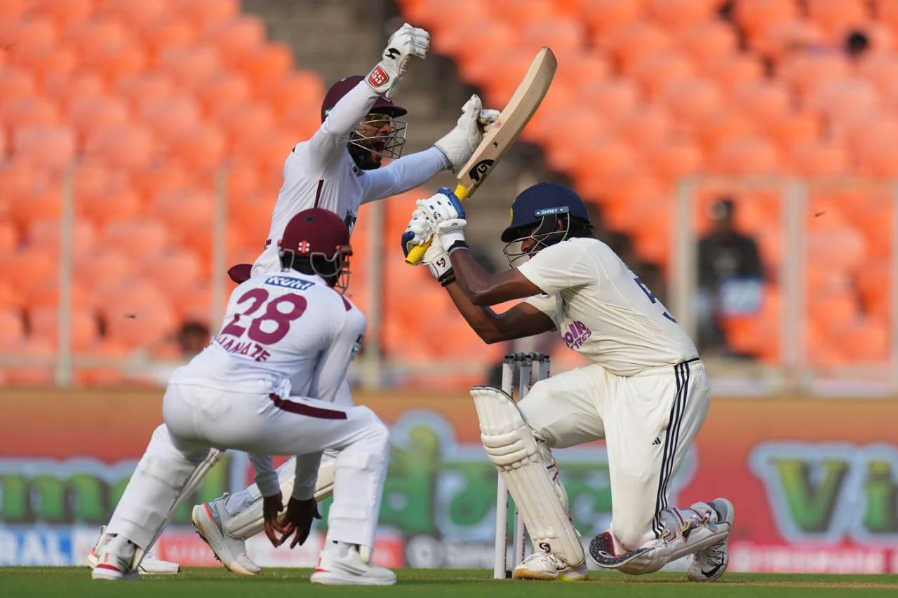 Sai Sudharsan was dismissed by Roston Chase in India's first innings | Associated Press