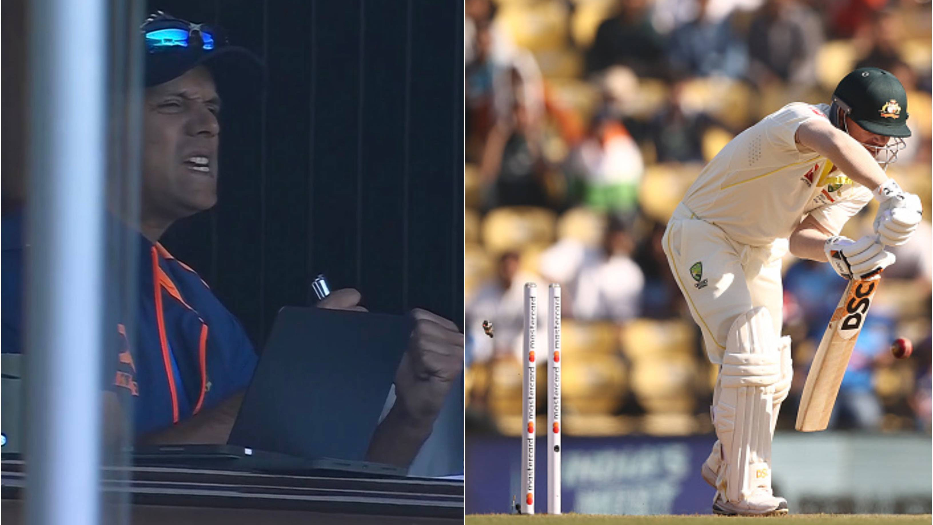 IND v AUS 2023: WATCH – Dravid’s animated celebration after Khawaja’s wicket; Shami knocks over Warner with a ripper