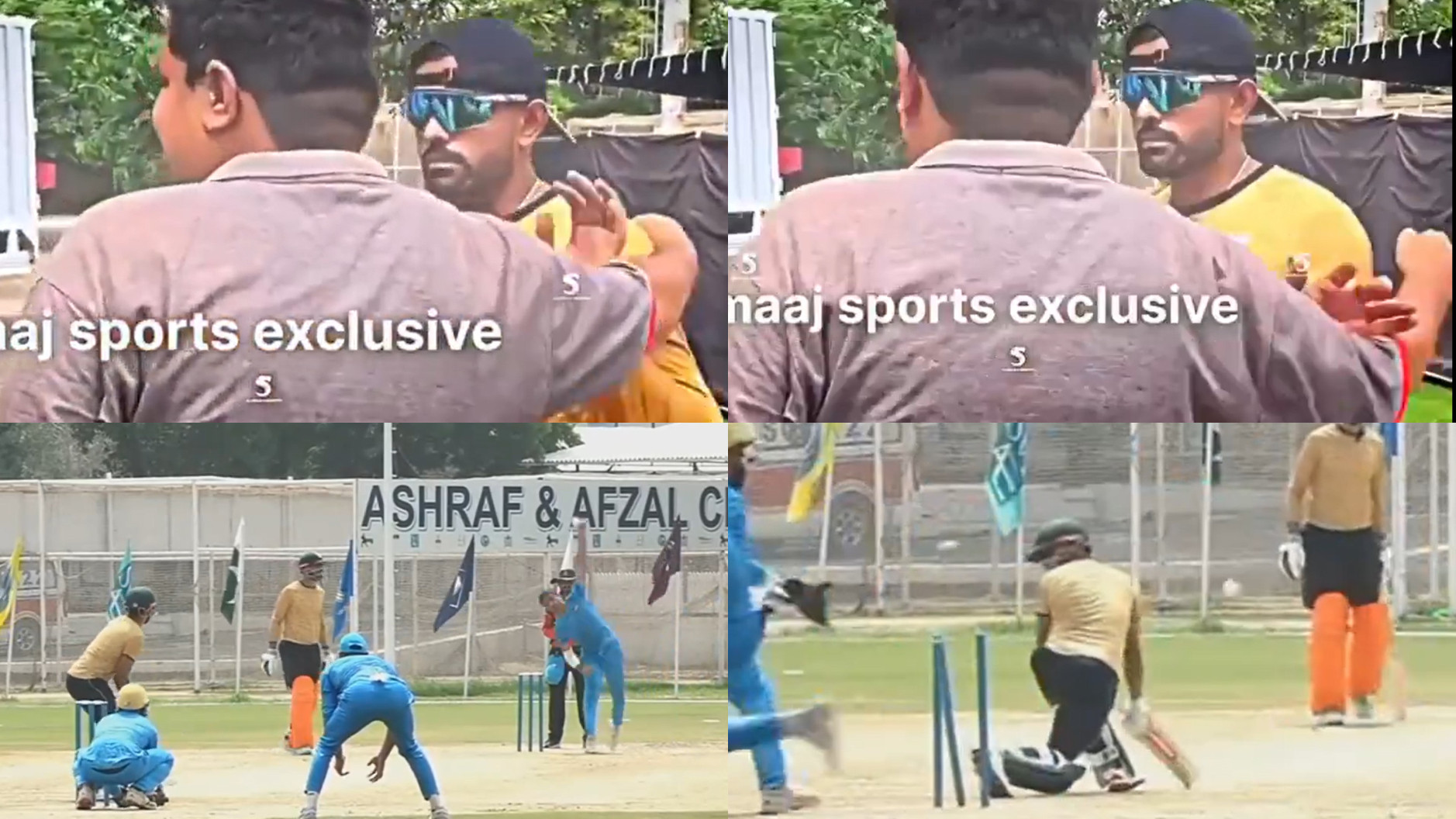 WATCH- Babar Azam rudely pushes fan’s hand from his shoulder; local spinner clean bowls him in practice match