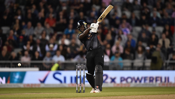 Carlos Brathwaite in action during 'The Hundred' competition | Getty