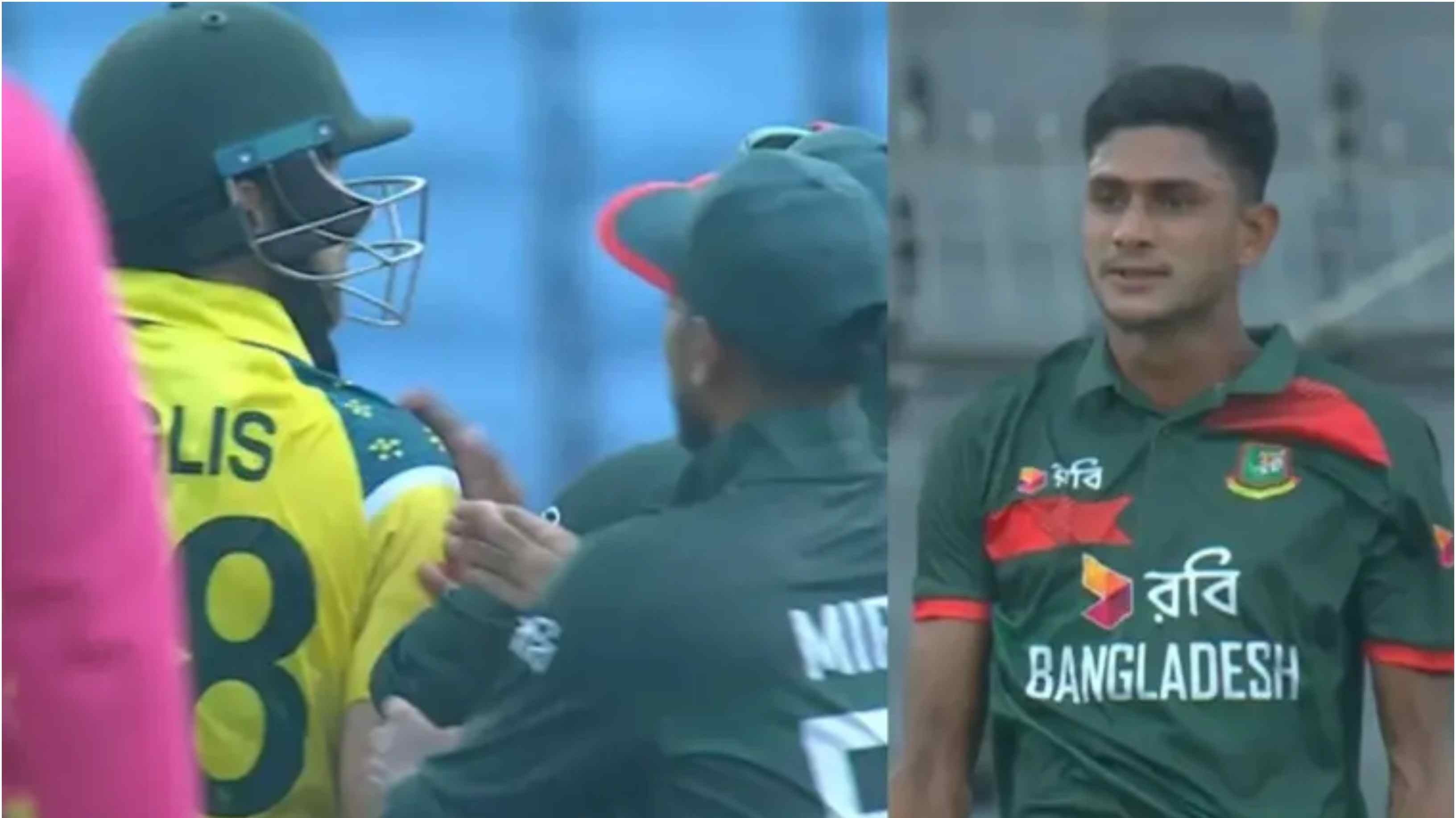 WATCH: Nahid Rana, Josh Inglis engage in ugly spat after Bangladesh pacer dismisses Australia skipper during 1st ODI