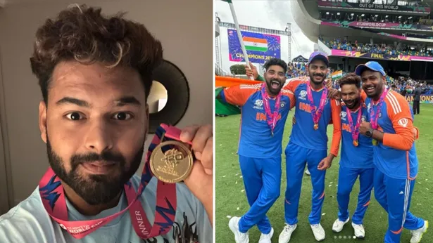 Rishabh Pant shares photos with T20 World Cup 2024 medal; Akshar Patel and Mohammed Siraj pull his leg