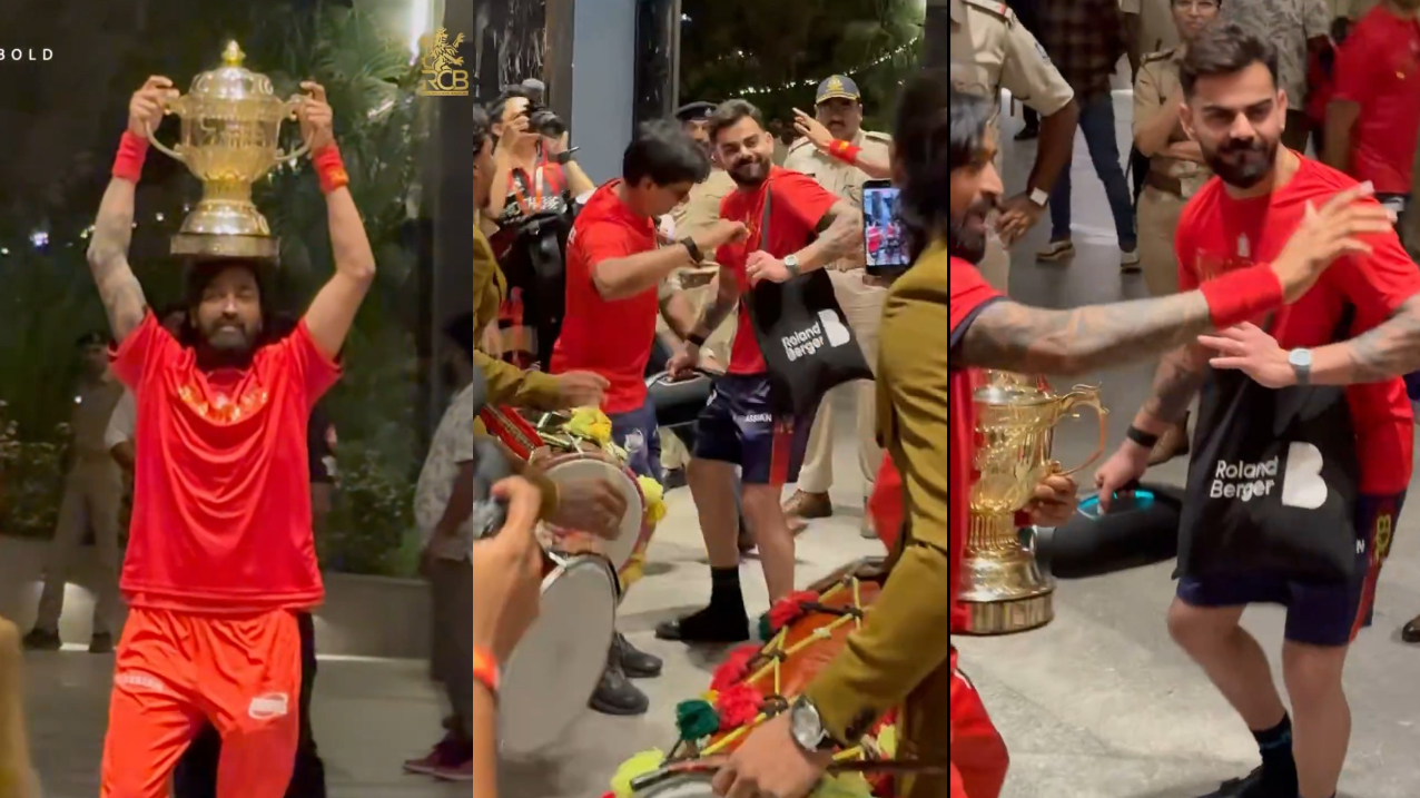 Krunal Pandya and Virat Kohli dance to dhols at team hotel | RCB X