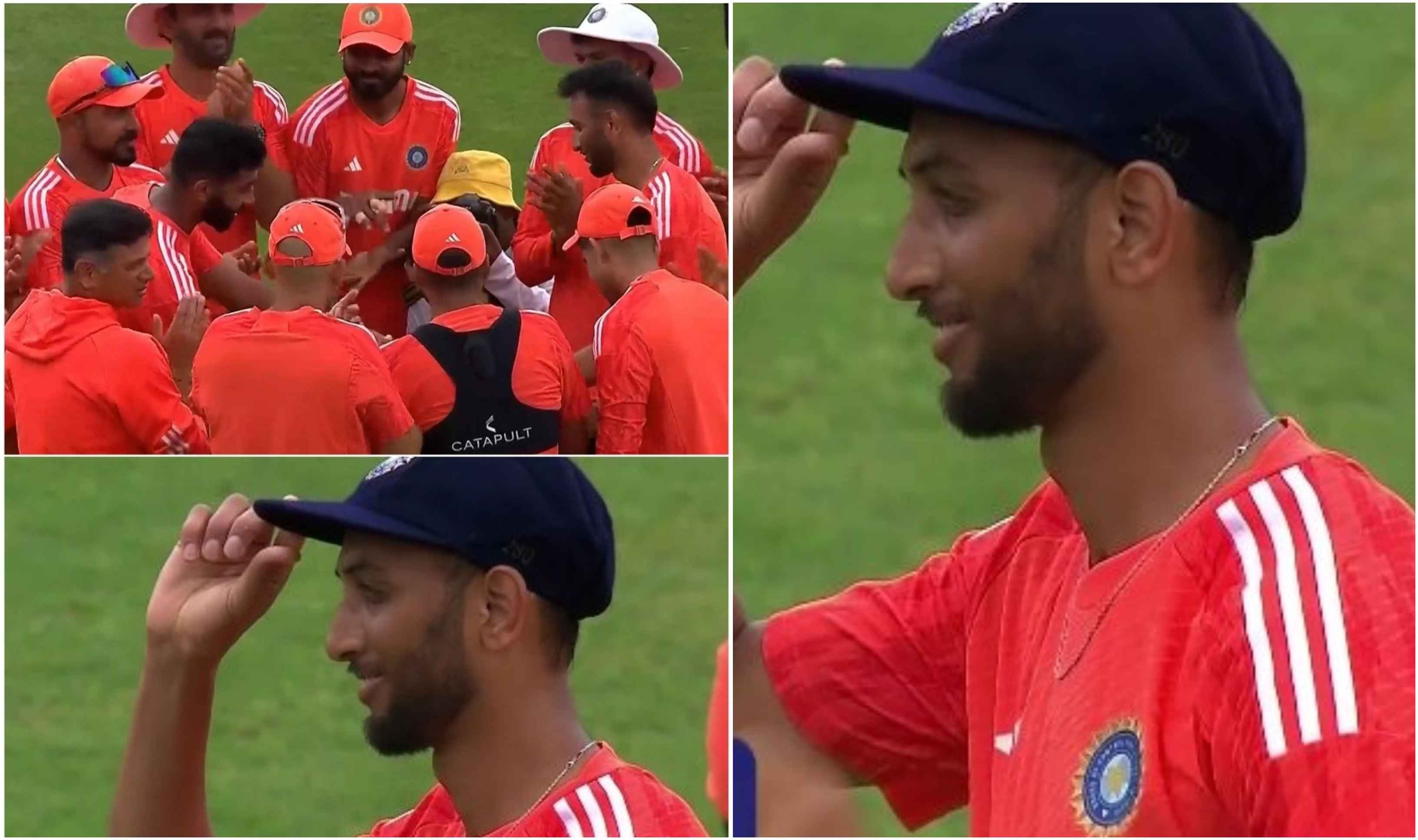 Prasidh Krishna receiving his maiden Test cap from Jasprit Bumrah | Hotstar