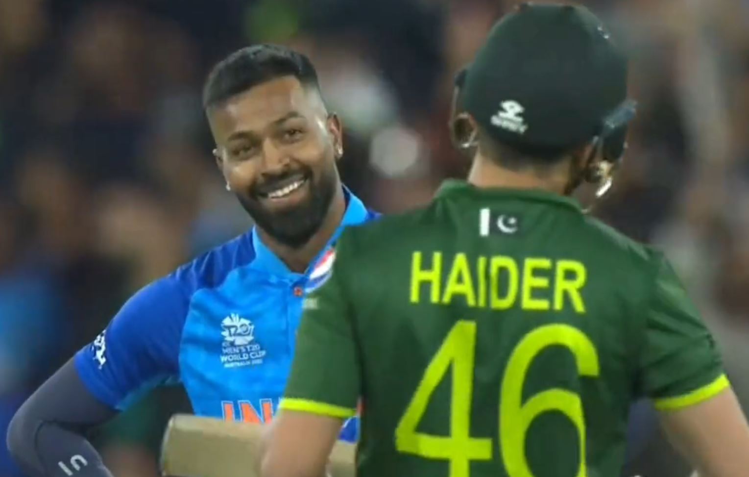 Hardik Pandya smiles after getting wicket of Haider Ali | Twitter