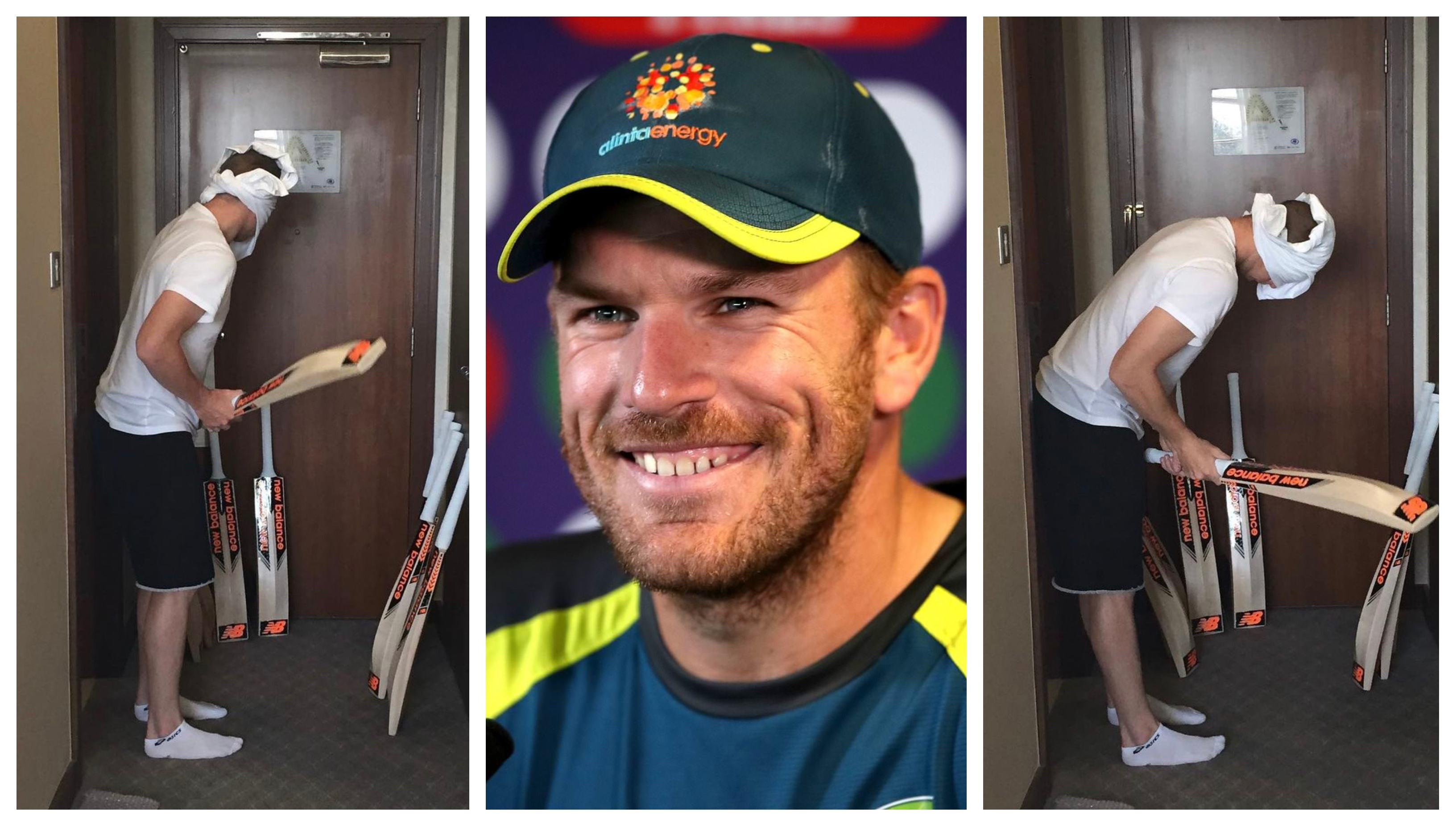 Aaron Finch in splits as Steve Smith’s wife shares pictures of him picking bats blindfolded