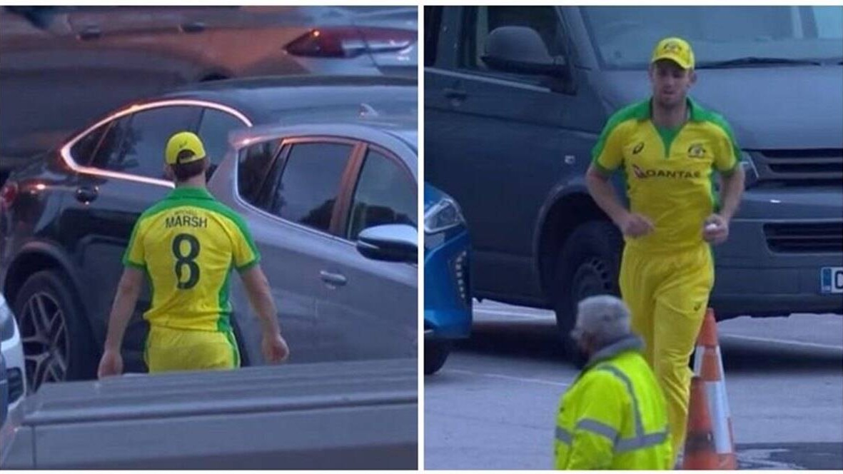 ENG v AUS 2020: WATCH - Mitchell Marsh fetches ball from parking lot after Sam Billings hit a massive six