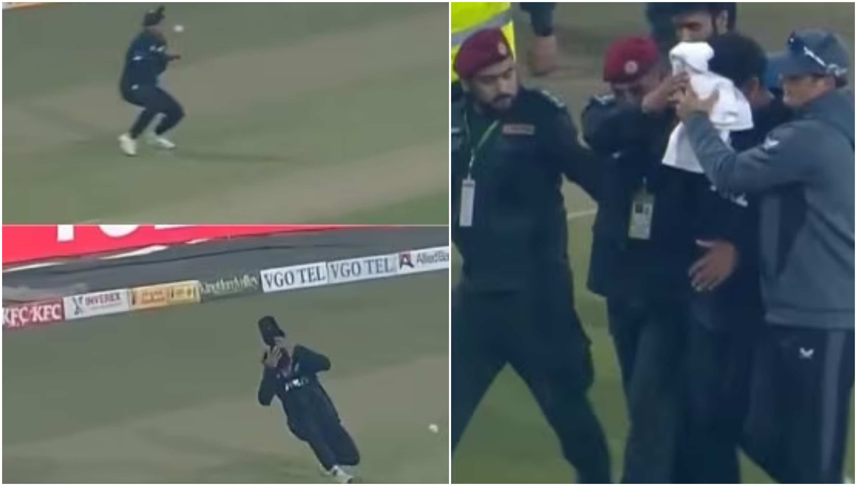 Rachin Ravindra got injured while fielding against Pakistan in Lahore | Screengrab
