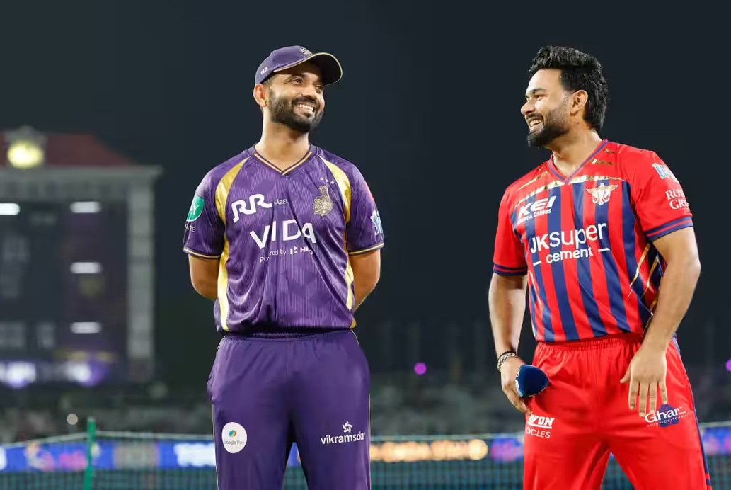 Ajinkya Rahane and Rishabh Pant at toss of KKR v LSG IPL 2026 match | BCCI-IPL