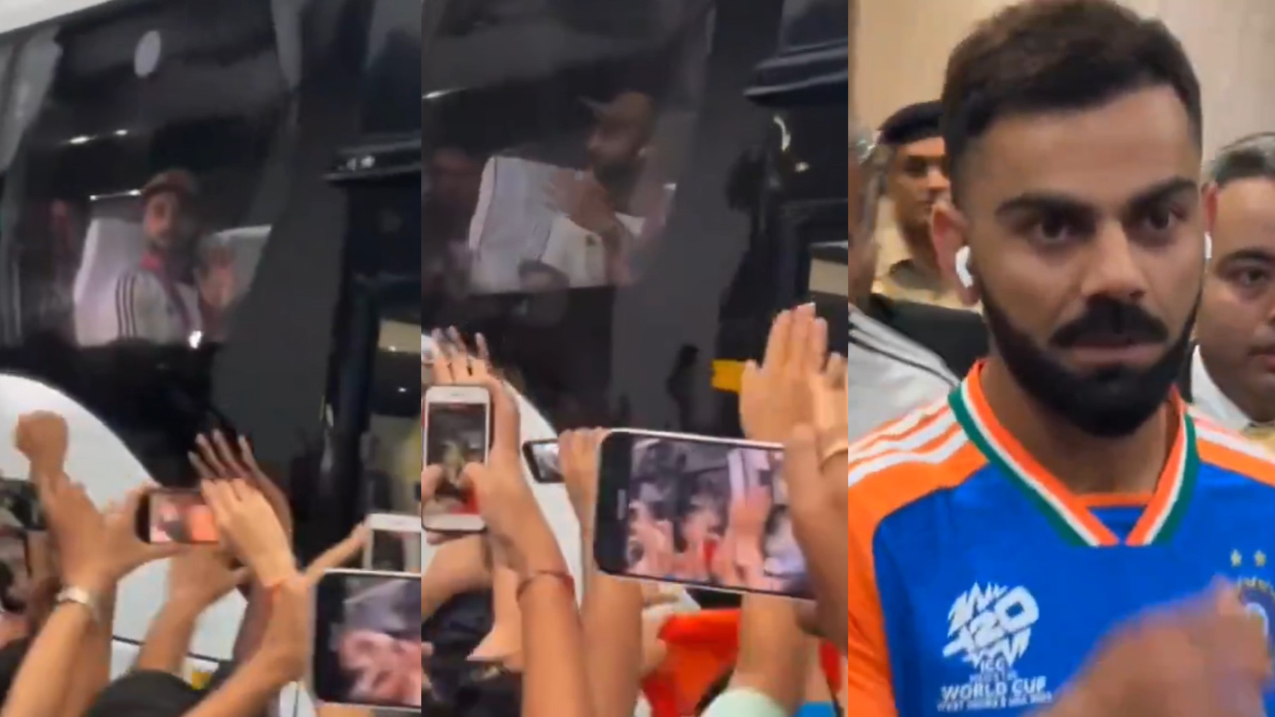 WATCH- Virat Kohli’s reaction to seeing tremendous fan support at Delhi airport