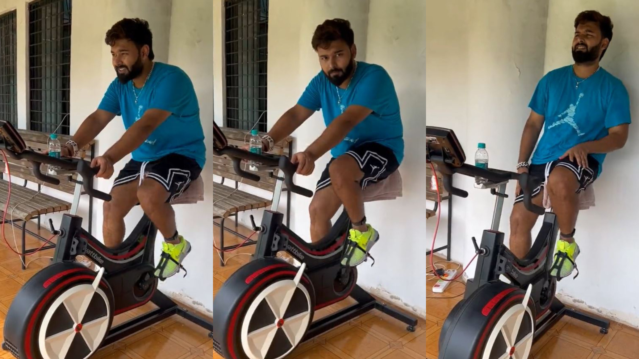 WATCH- “Good vibes only”- Rishabh Pant sweats it out on exercise bike as he inches close to full fitness