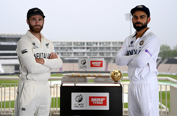 Virat Kohli and Kane Williamson poses with the World Test Championship Mace | Getty Images