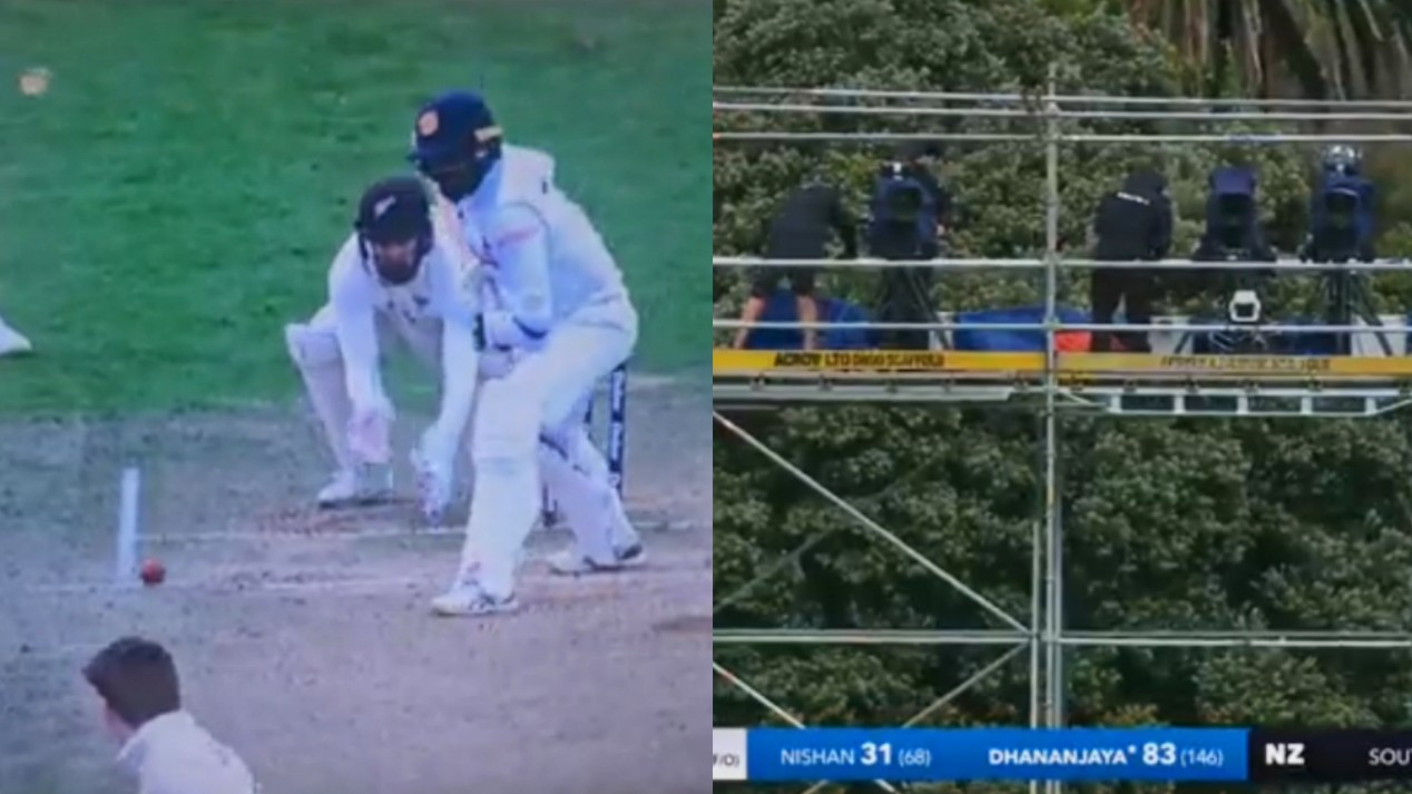 NZ v SL 2023: WATCH- Strong winds makes ball drift far in air; leads to camera crew leaving position during Wellington Test