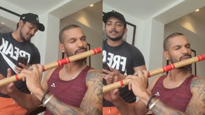SL v IND 2021: WATCH - Shaw sings as Dhawan plays the tunes of 'Yeh Shaam Mastani' on flute
