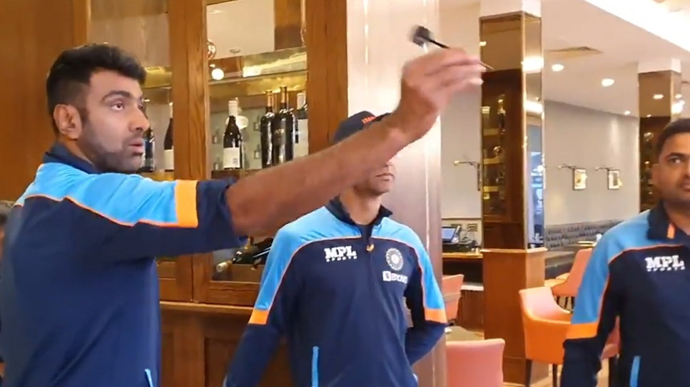 WTC Final 2021: WATCH- R Ashwin and Indian contingent plays darts to pass time as day one is washed out