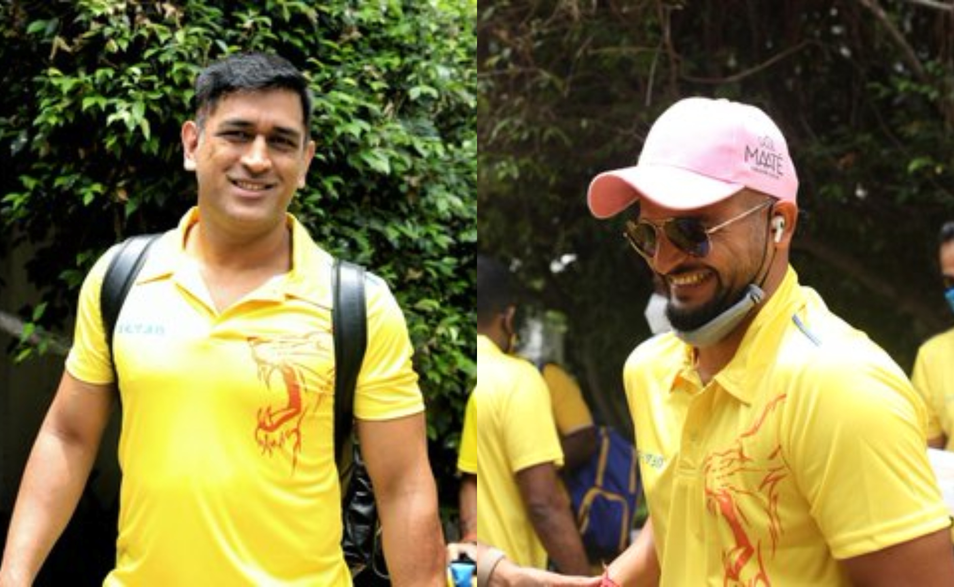 MS Dhoni and Suresh Raina leaving for Dubai | CSK Twitter