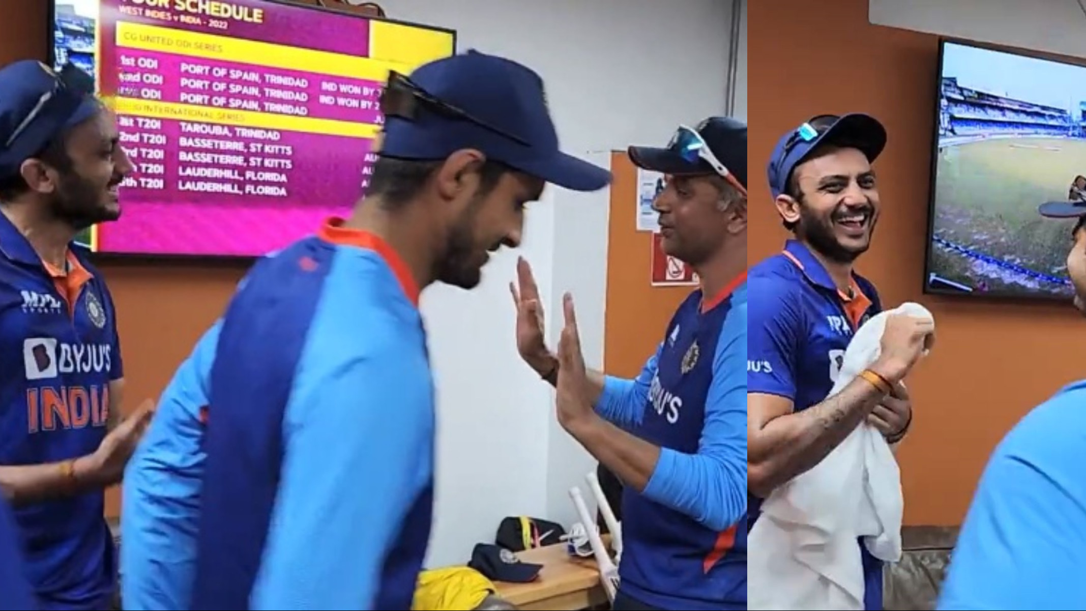 WI v IND 2022: WATCH- Rahul Dravid and Shreyas Iyer praise Akshar Patel in dressing room after India’s win in 2nd ODI