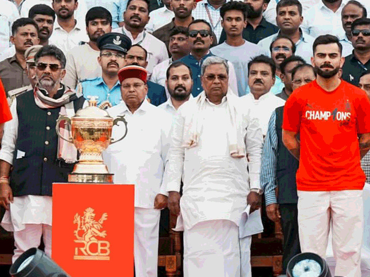 RCB celebrated with Karnataka CM and Dy.CM after IPL 2025 win | X