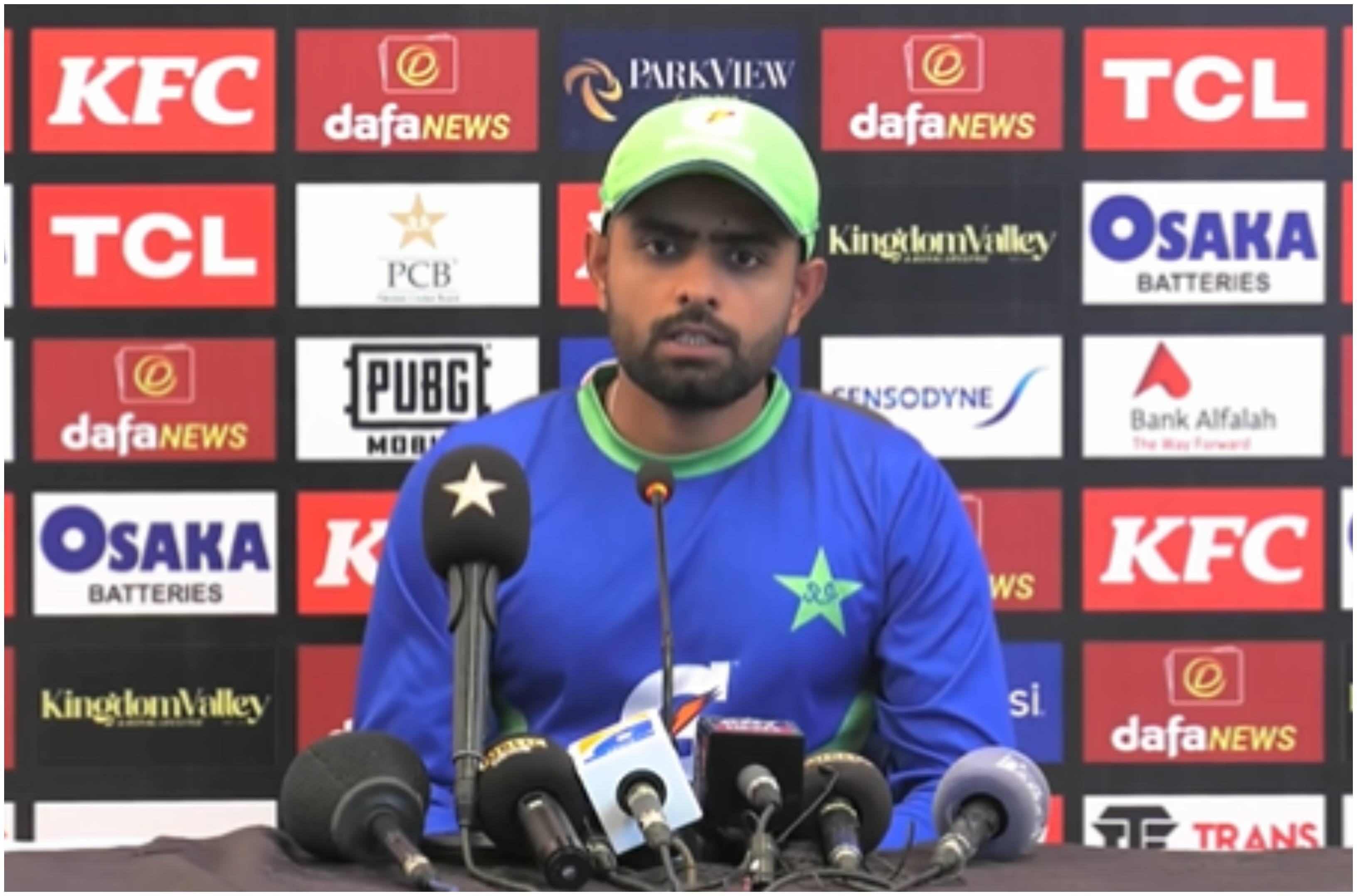 Babar Azam addressing the press conference on the eve of Test series | PCB/Twitter